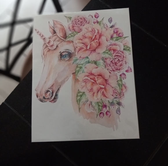 2 Floral Unicorn Art Prints - Picture 2 of 3